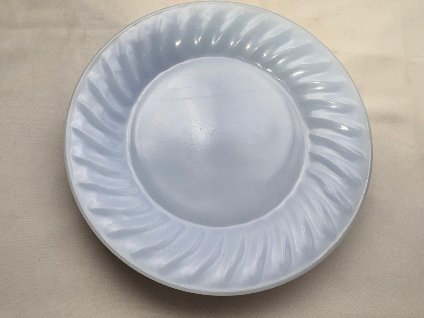 Vintage Fire-King Delphite Blue Scallop Swirl Rim Plates – Set of 4 (8”)