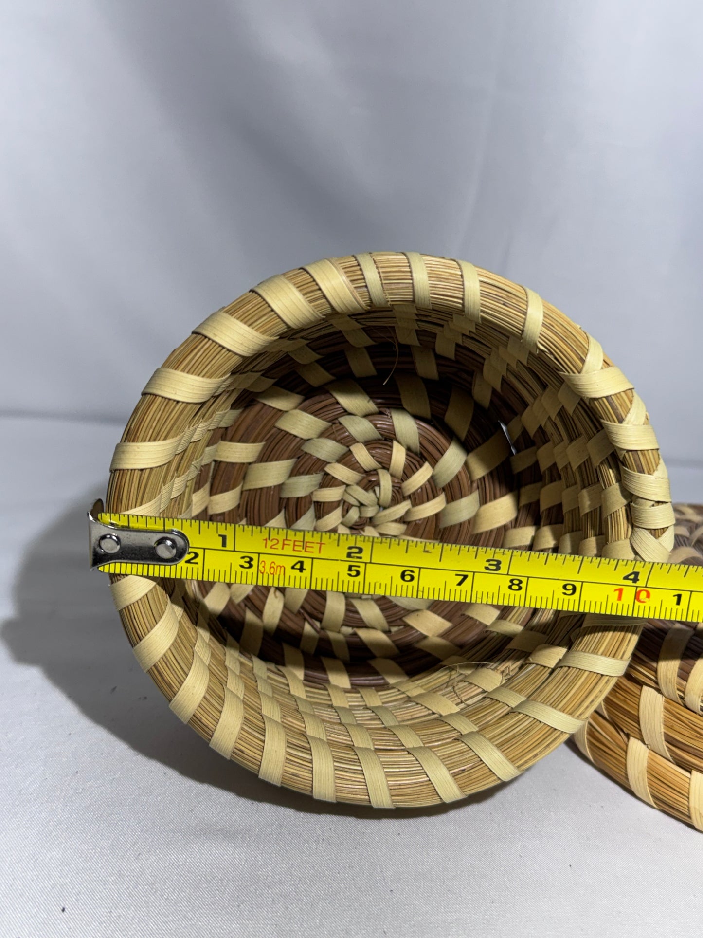 Handcrafted Gullah Sweetgrass/Pine Needle Basket with Lid –Helen Burns Charleston, SC