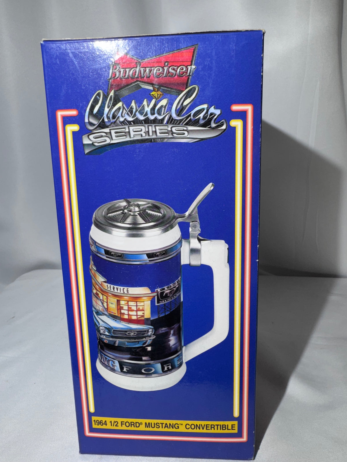 Budweiser 1964 1/2 Ford Mustang Convertible Beer Stein – Classic Car Series – 2000 – Box & COA