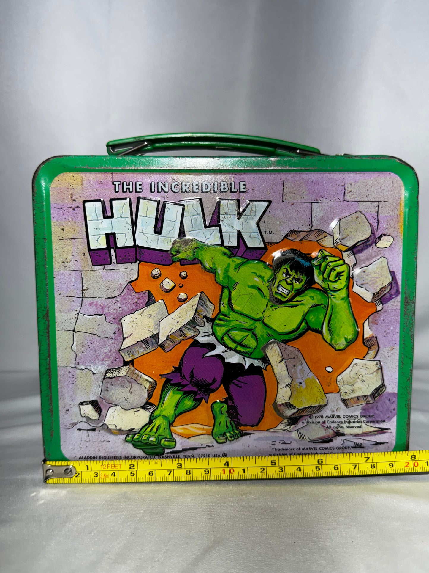 Vintage 1978 Aladdin The Incredible Hulk Metal Lunch Box w/ Original Thermos