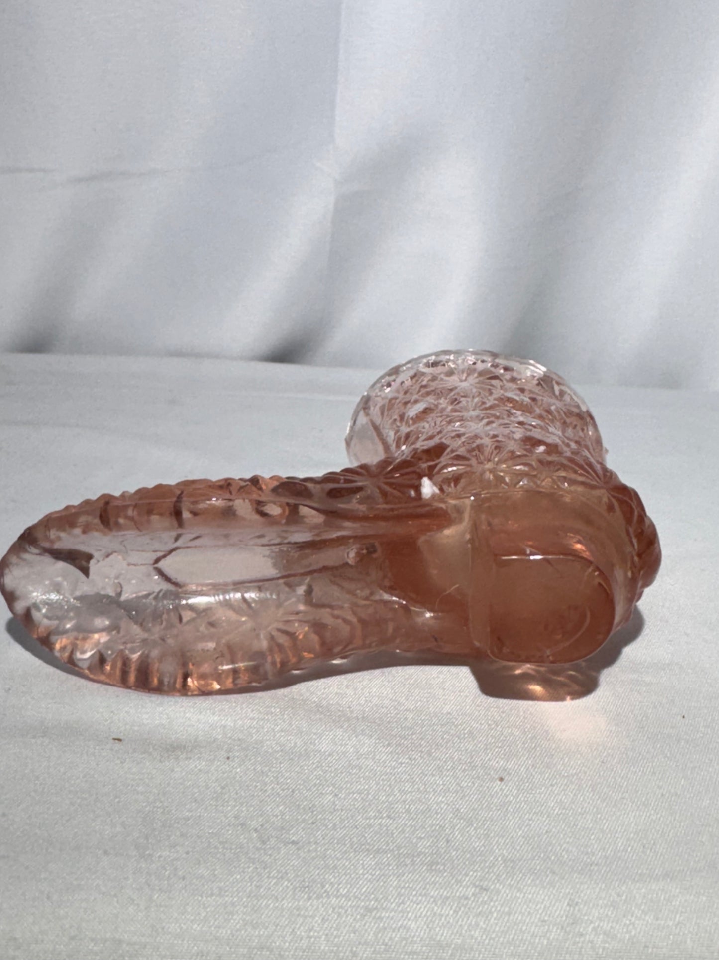 Fenton Art Glass Pink Boot Toothpick Holder – Daisy & Button Pattern (Vintage)