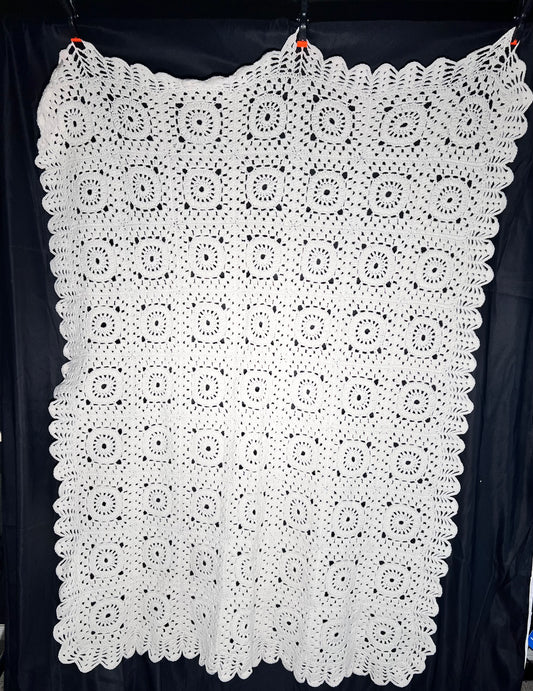 Afghan - 49” x 64” white/cream - Hand Crochet Blanket