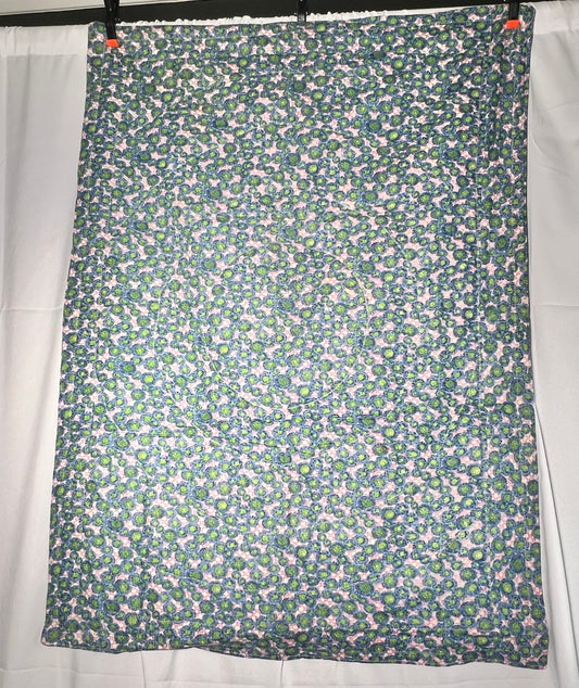 Quilt- Blue, Green, pink and white - kid or baby blanket