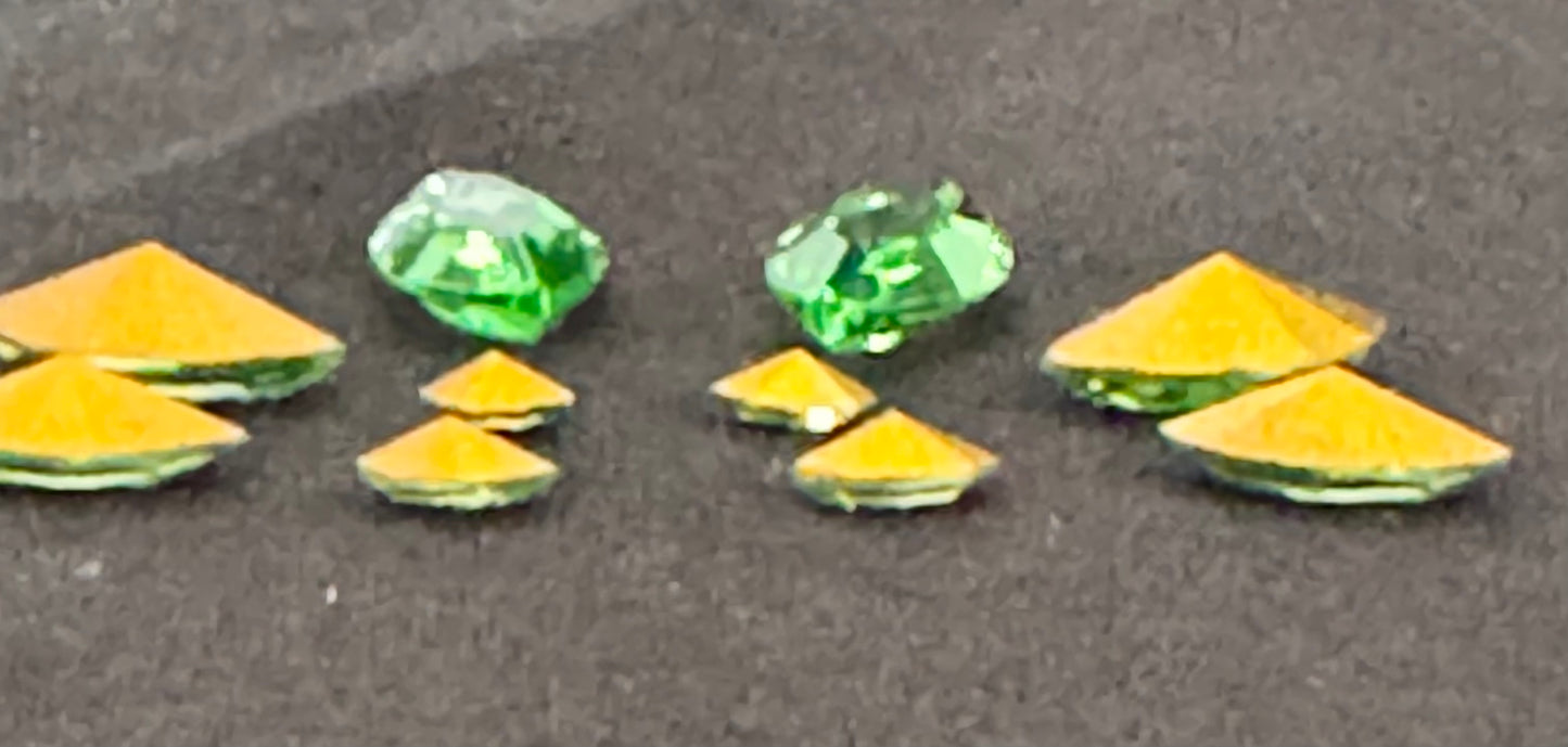 Uranium Gemstones - 10 pieces- Navette - green - some have foiled backs - each piece is unique and has its own characteristics some may have imperfections.