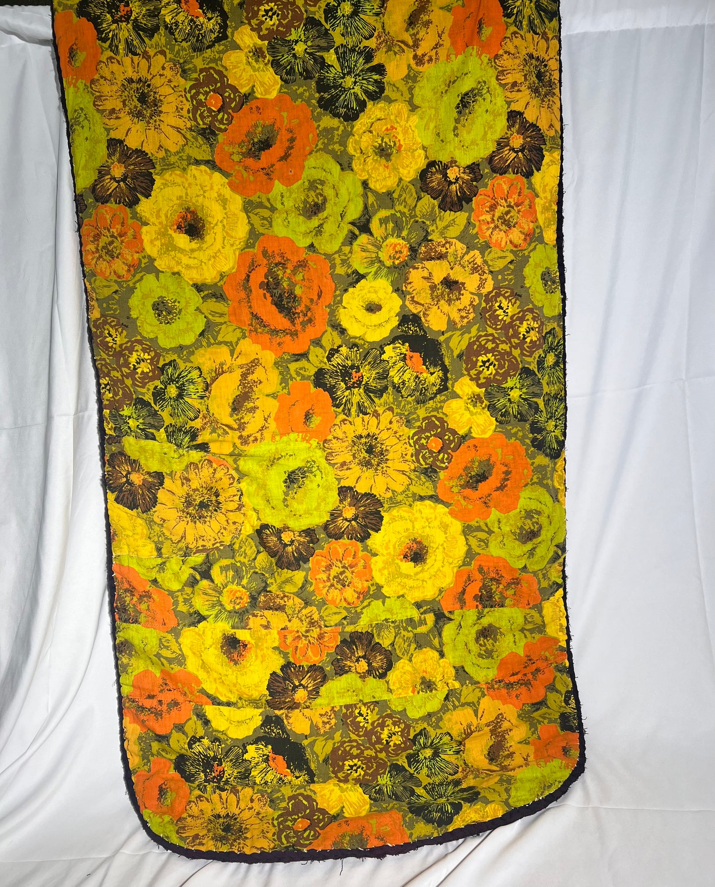 Vintage Handmade Braided Rug- 30” x 76” - Multicolor- floral back- oval area rug
