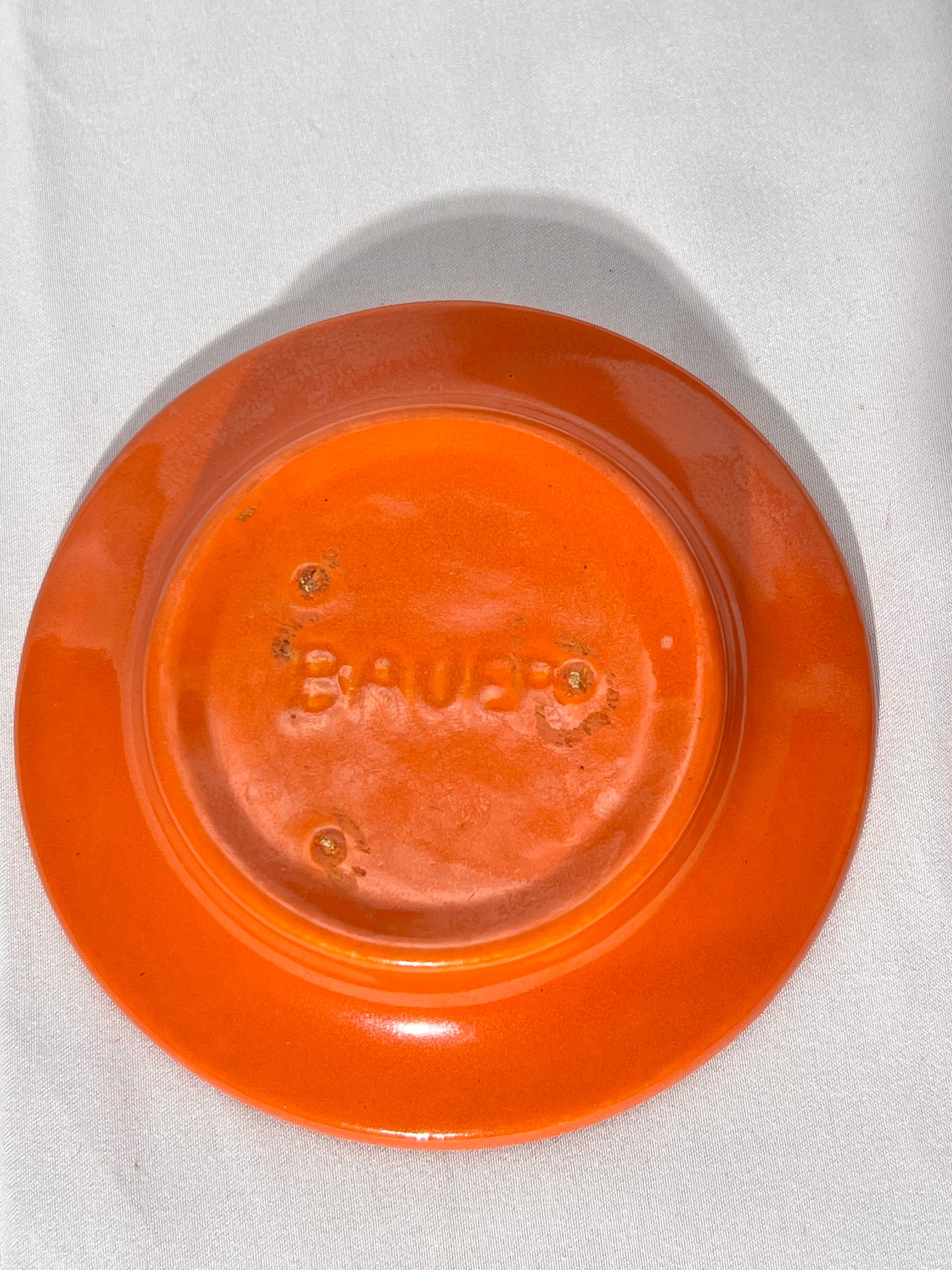Bauer Pottery- vintage- orange- 4 1/2” saucers - set of 2