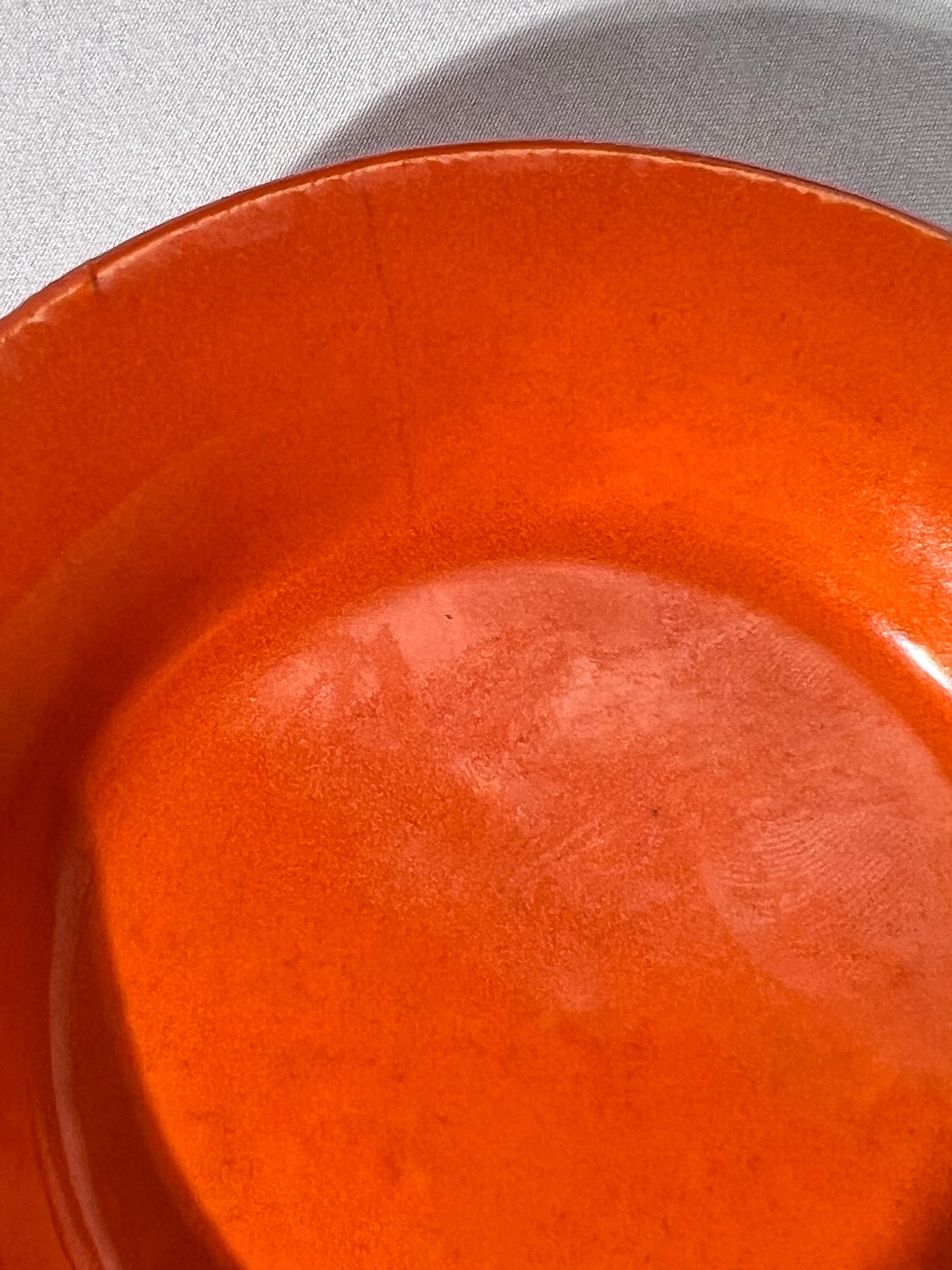 Bauer Pottery- vintage- orange- 4 1/2” saucers - set of 2