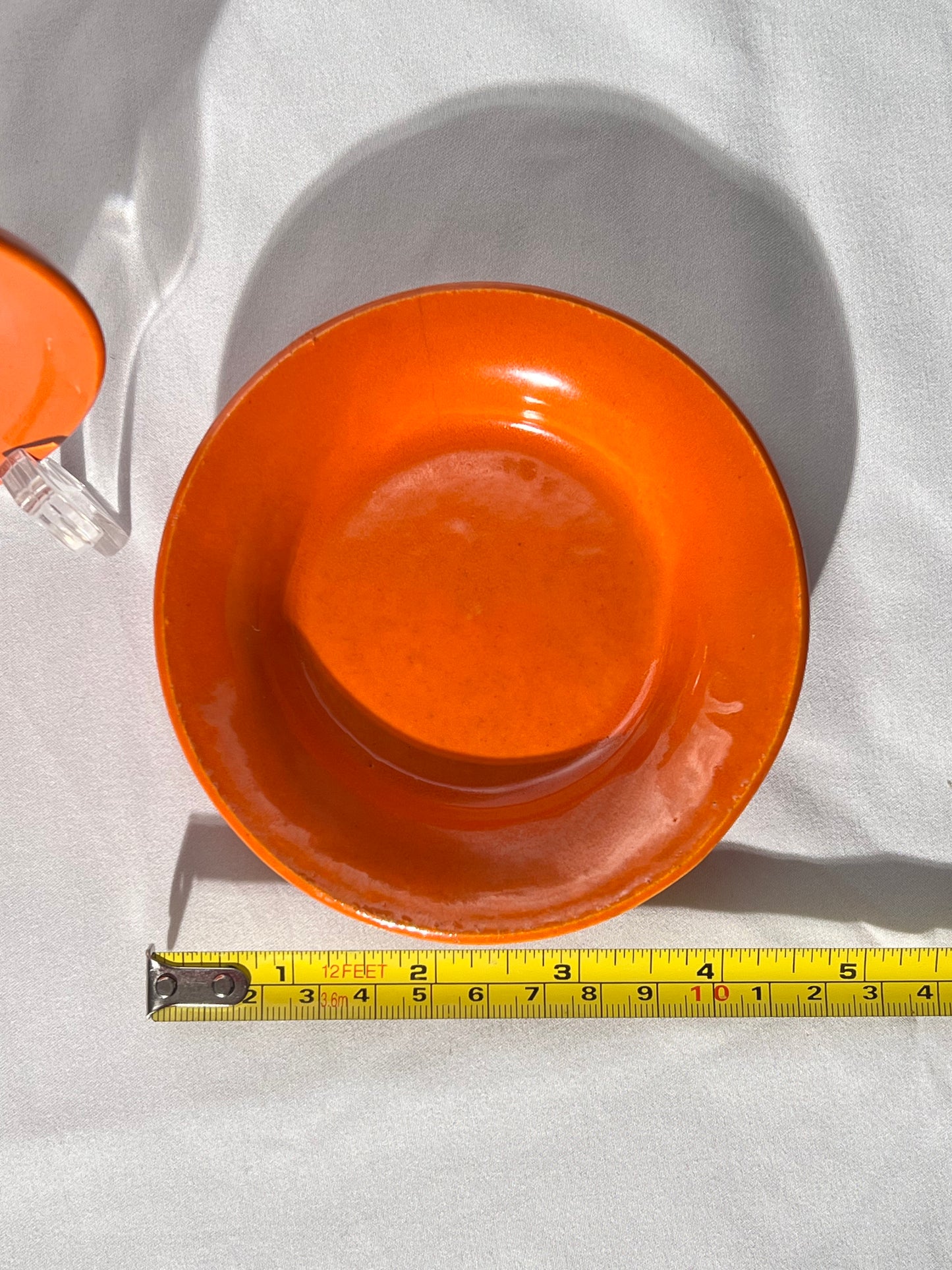 Bauer Pottery- vintage- orange- 4 1/2” saucers - set of 2
