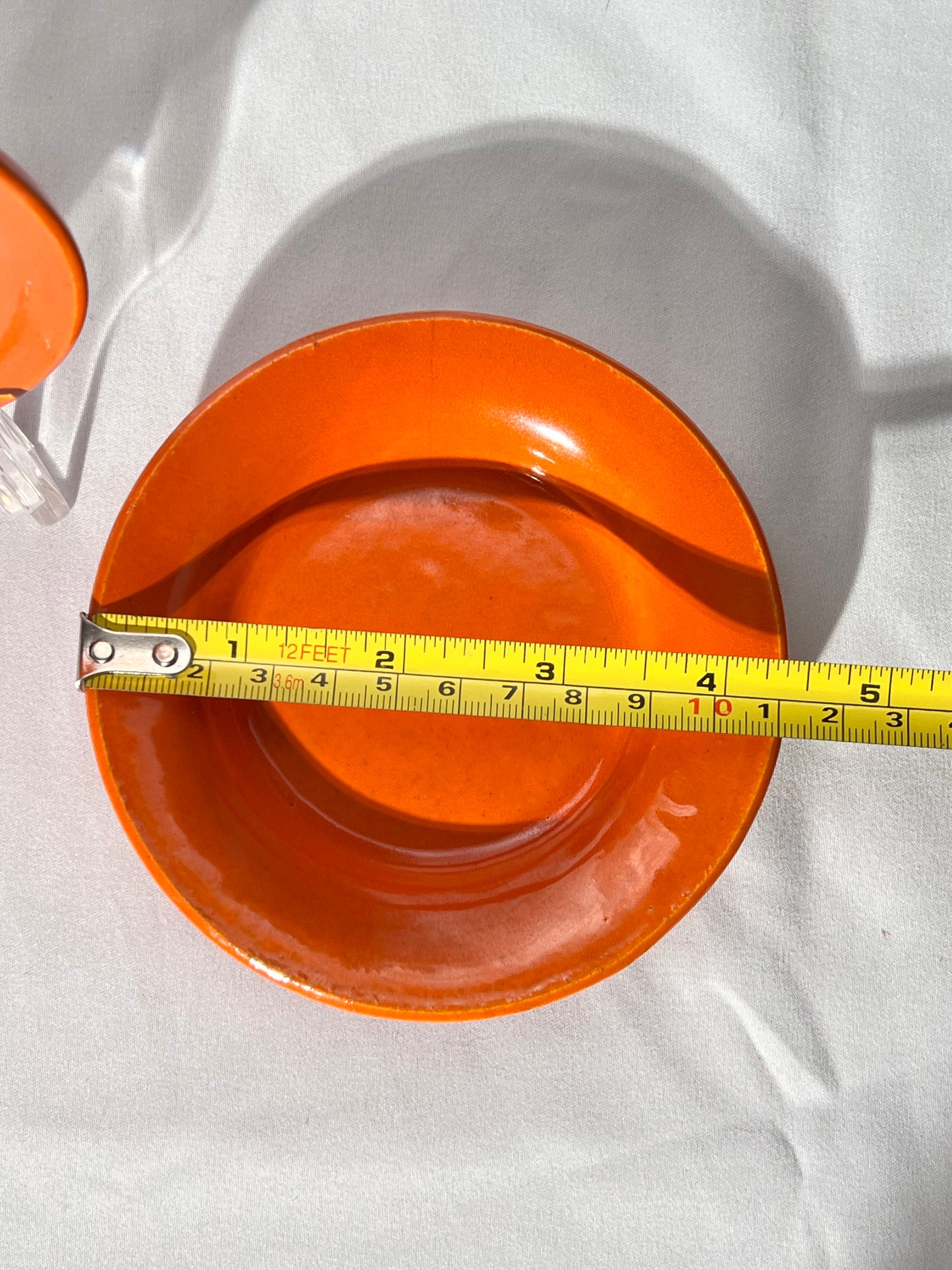 Bauer Pottery- vintage- orange- 4 1/2” saucers - set of 2