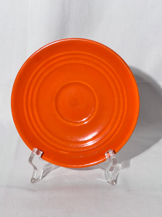 Bauer Pottery- vintage- orange- 6” tea cup plate - Ring ware -3 rings