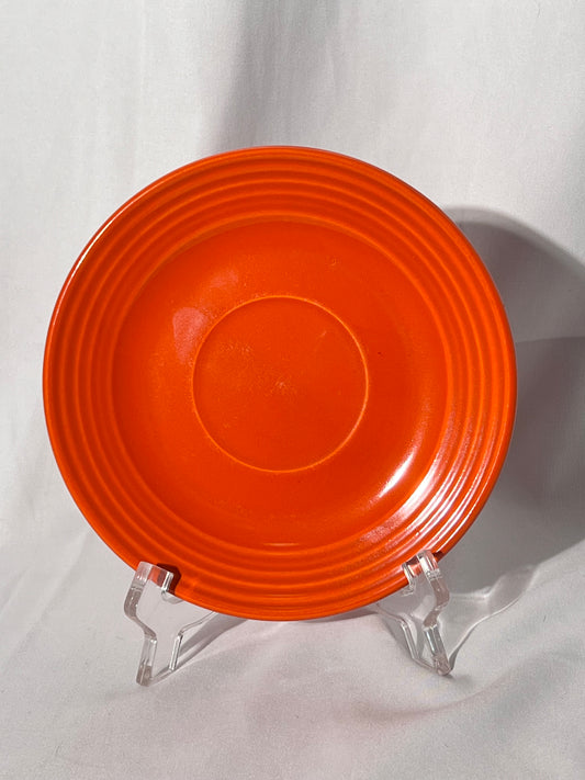 Bauer Pottery- Los Angeles - vintage- orange- 6 1/2” tea cup plate - Ring ware - 5 rings