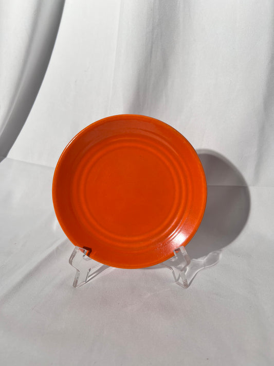 Bauer Pottery- Los Angeles - vintage- orange- 6” tea dessert plate - Ring ware - 3 rings