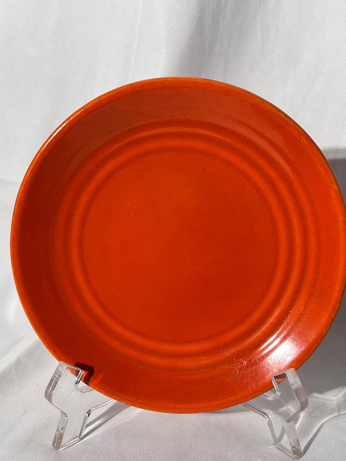 Bauer Pottery- Los Angeles - vintage- orange- 6” tea dessert plate - Ring ware - 3 rings