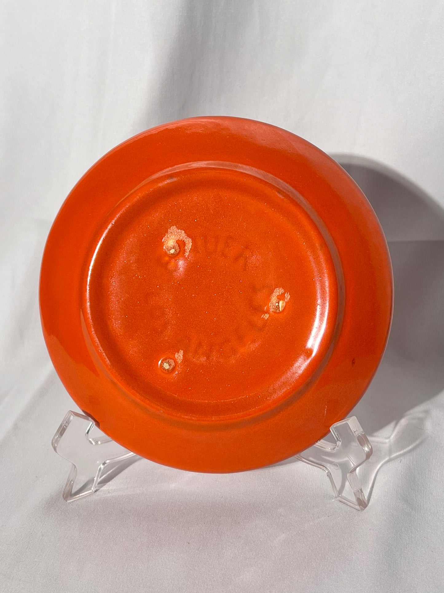 Bauer Pottery- Los Angeles - vintage- orange- 6” tea dessert plate - Ring ware - 3 rings