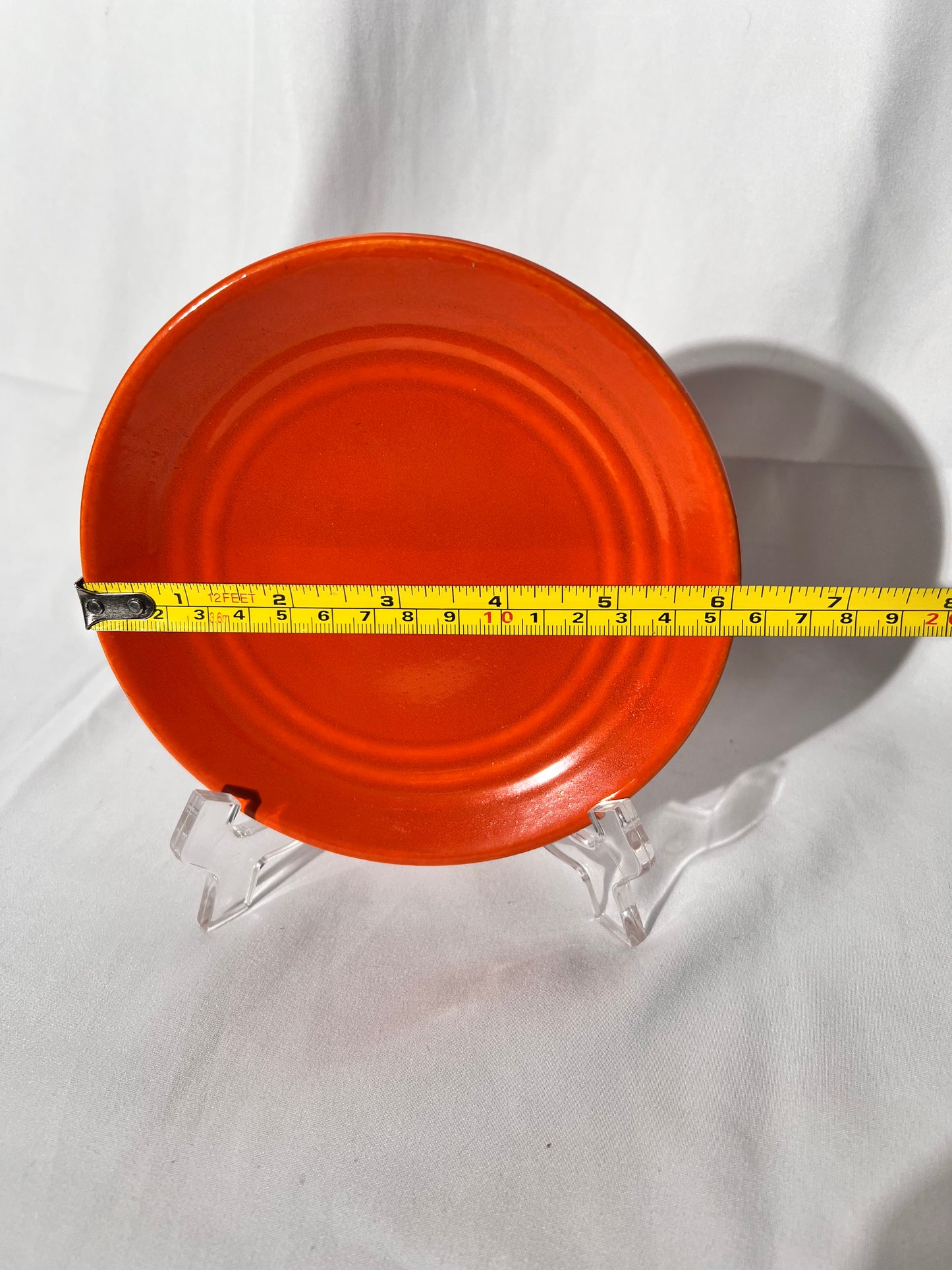 Bauer Pottery- Los Angeles - vintage- orange- 6” tea dessert plate - Ring ware - 3 rings