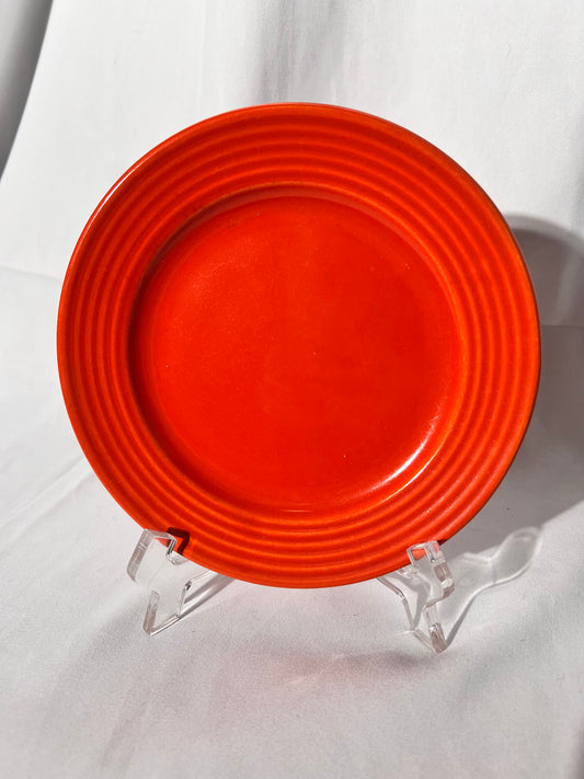 Bauer Pottery- Los Angeles - vintage- orange- 6 1/2” dessert plate - Ring ware - 5 rings