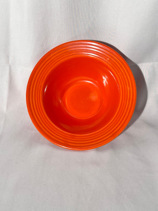 Bauer Pottery- Los Angeles - vintage- orange- 6” Bowl - Ring ware - 5 rings