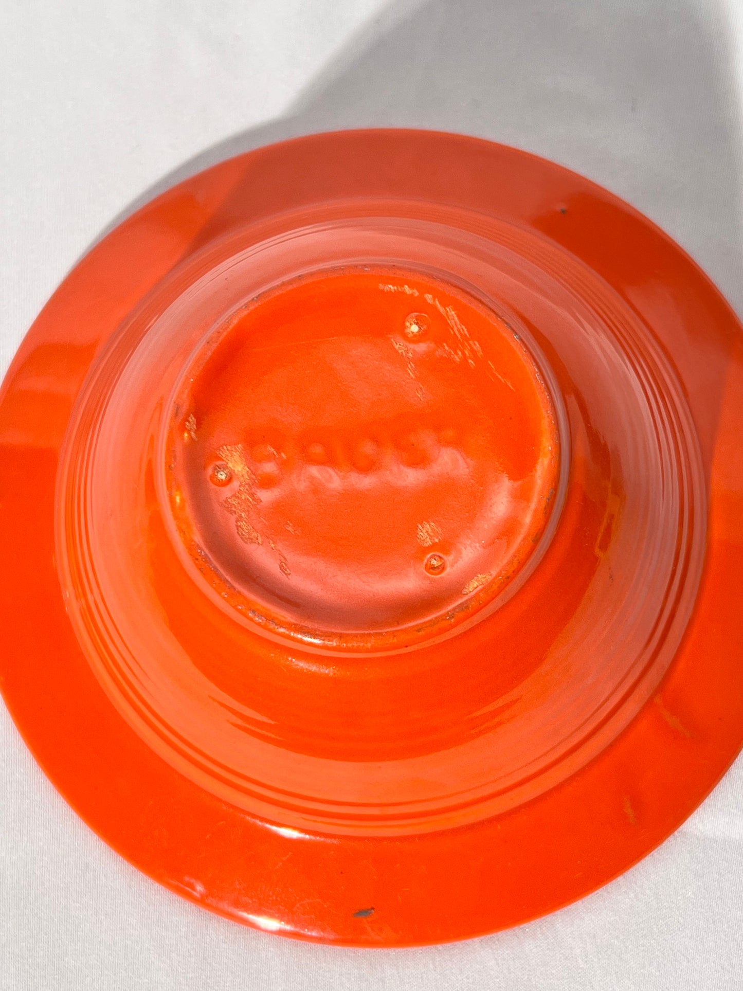 Bauer Pottery- Los Angeles - vintage- orange- 6” Bowl - Ring ware - 5 rings