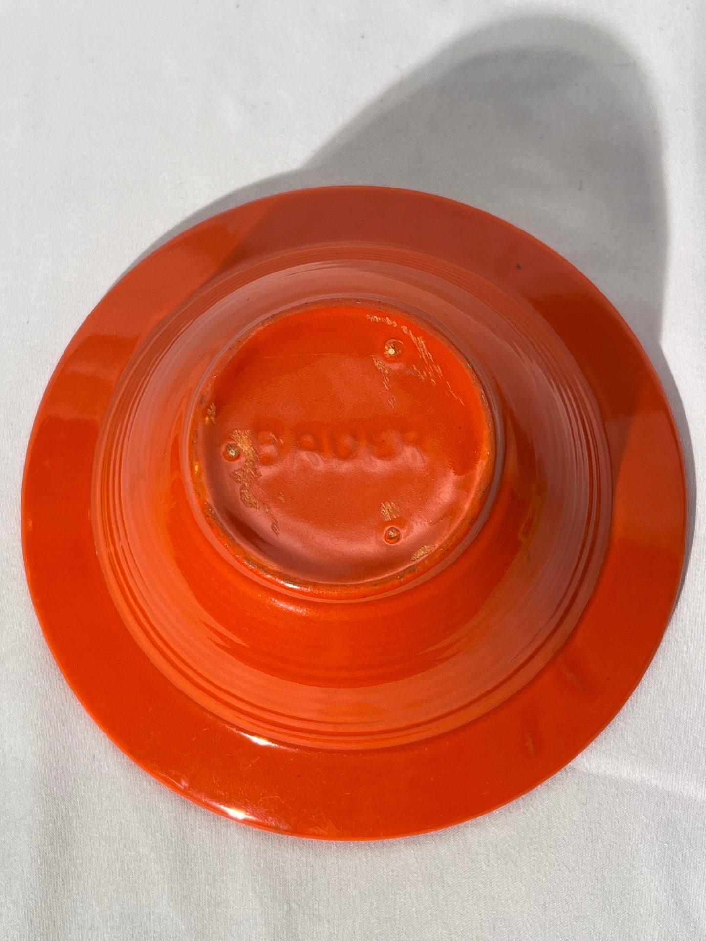 Bauer Pottery- Los Angeles - vintage- orange- 6” Bowl - Ring ware - 5 rings