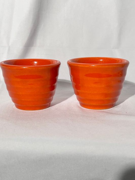 Bauer Pottery- Los Angeles - Vintage - Orange-  Ring ware - set of 2 -custard cups