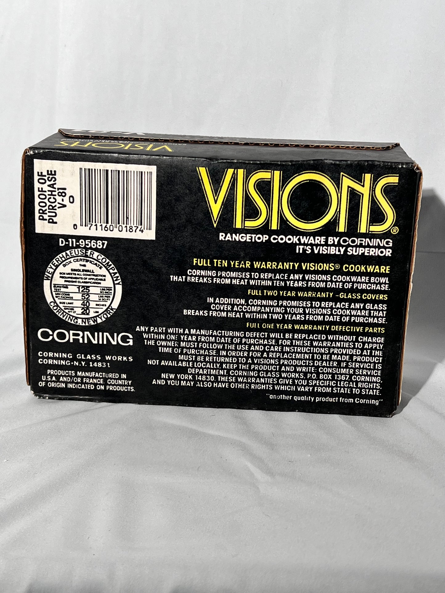 Visions Cookware - 1pt/500mL Covered Saucepan- v81 - 1984- unopened box- Corning - amber