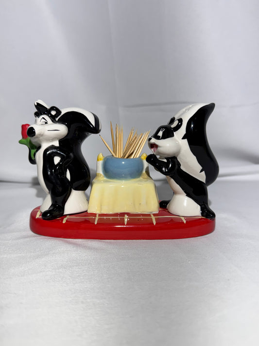 Pepe Le Pew and Penelope-Salt and Pepper and toothpick holder-Warner Brothers-Looney Tunes- magnetic - item # 23833