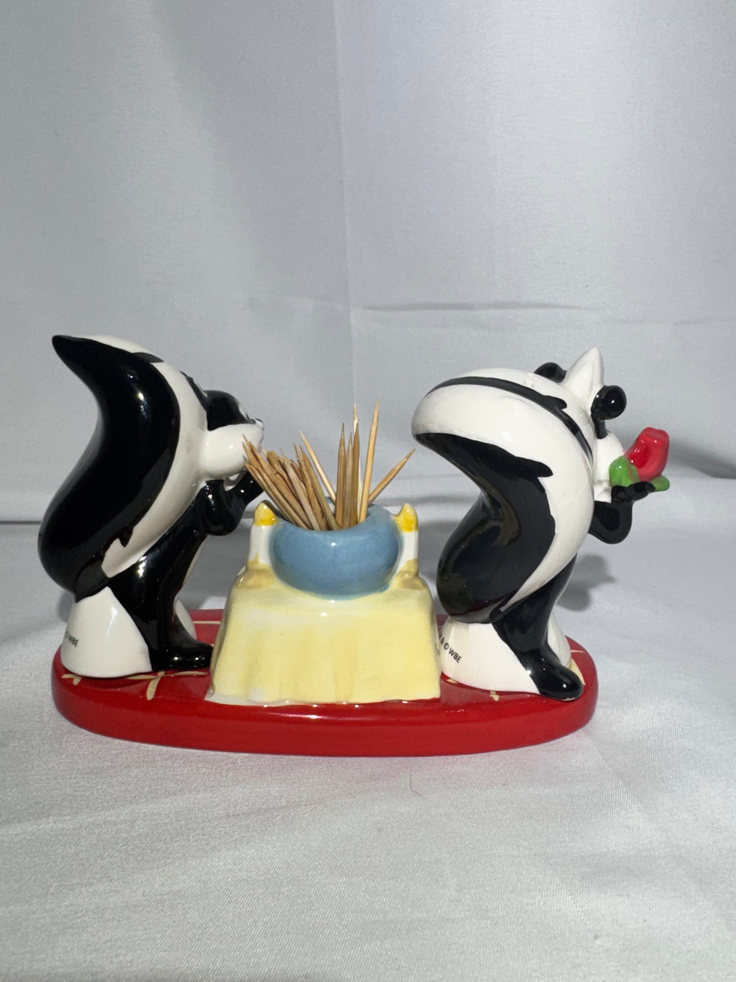 Pepe Le Pew and Penelope-Salt and Pepper and toothpick holder-Warner Brothers-Looney Tunes- magnetic - item # 23833