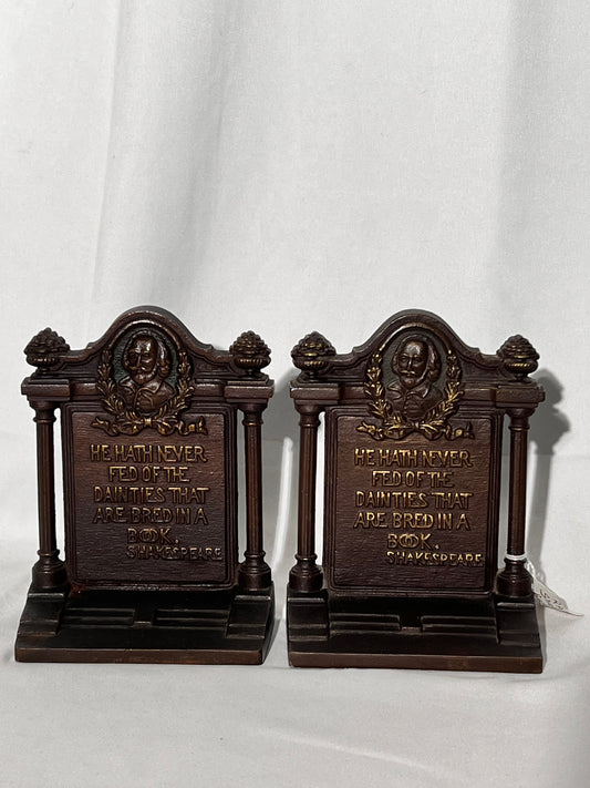 Shakespeare- Bookends-rare - BRADLEY & HUBBARD - BRONZED CAST IRON