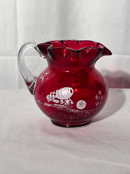 Fenton - Cranberry Creamer - Boy with Toys - limited edition #836/1850