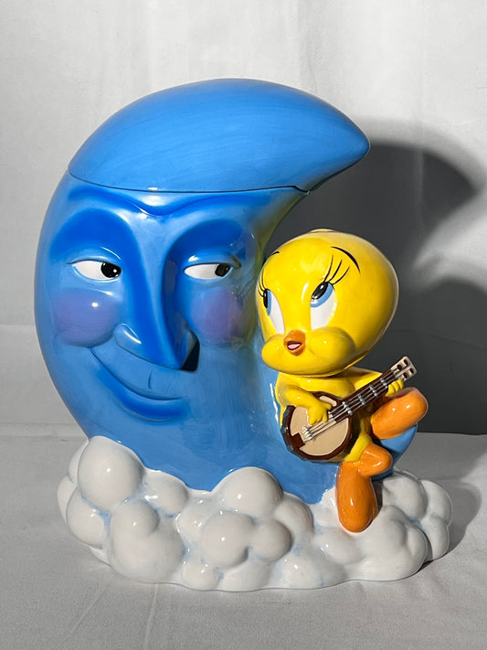Tweety Bird and Blue Moon musical 12” Cookie Jar- Looney Tunes- Warner Brothers-2000