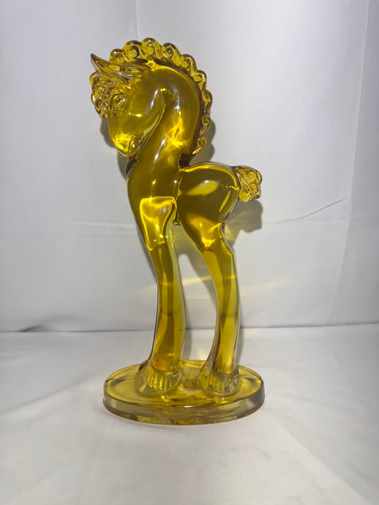 Vintage - Glass 11.5” Trojan Horse  - Amber