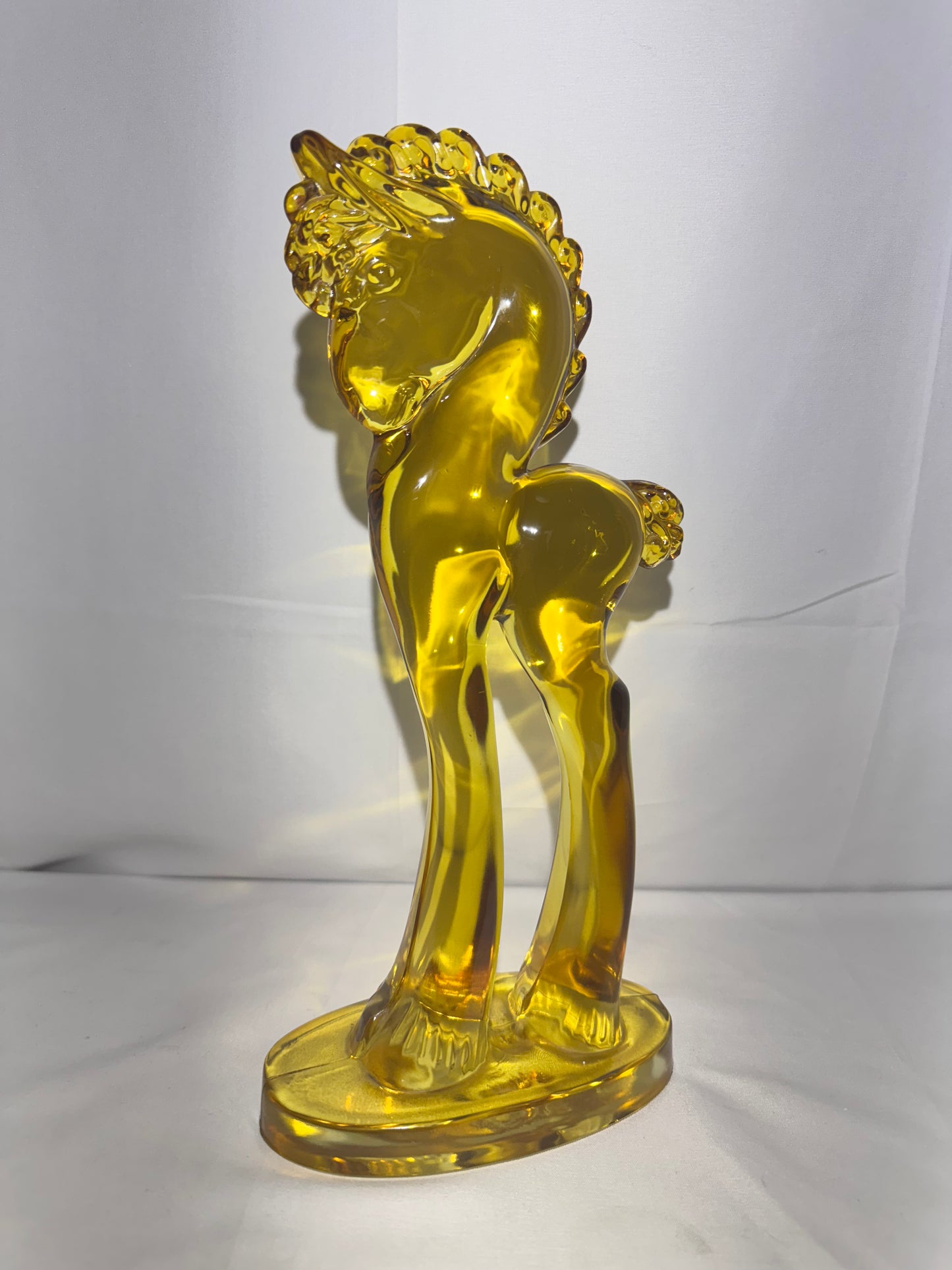 Vintage - Glass 11.5” Trojan Horse  - Amber