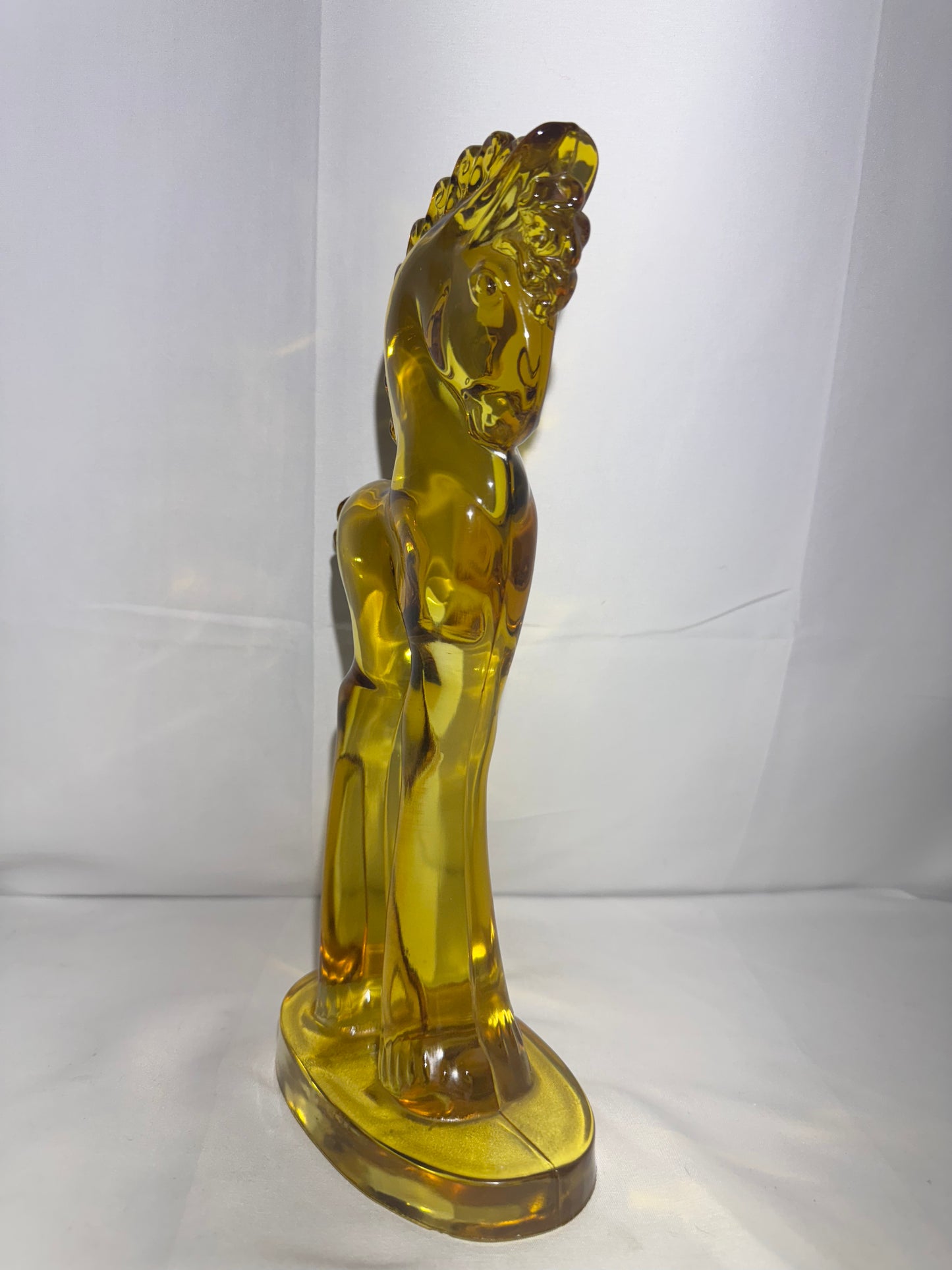 Vintage - Glass 11.5” Trojan Horse  - Amber