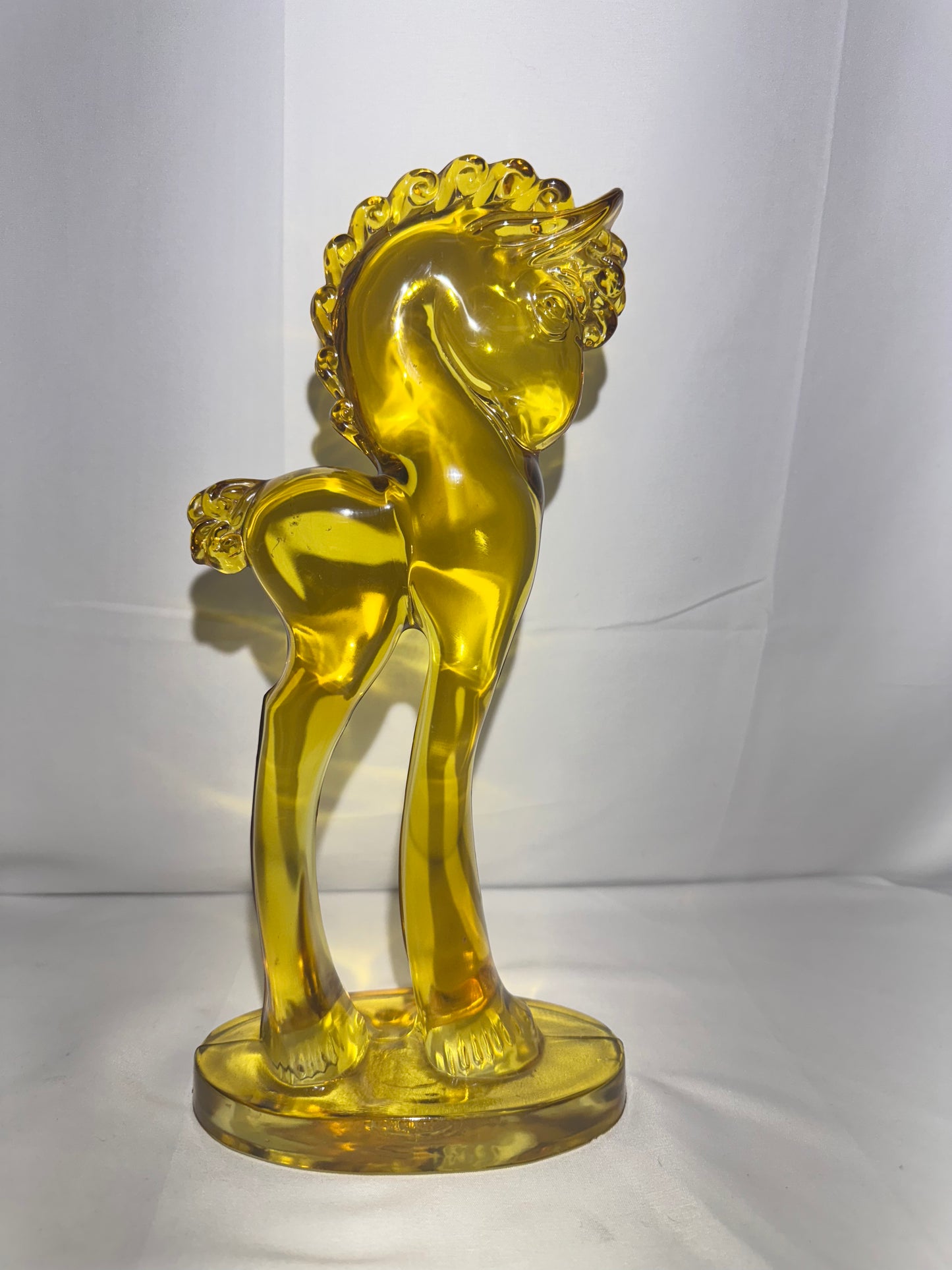 Vintage - Glass 11.5” Trojan Horse  - Amber