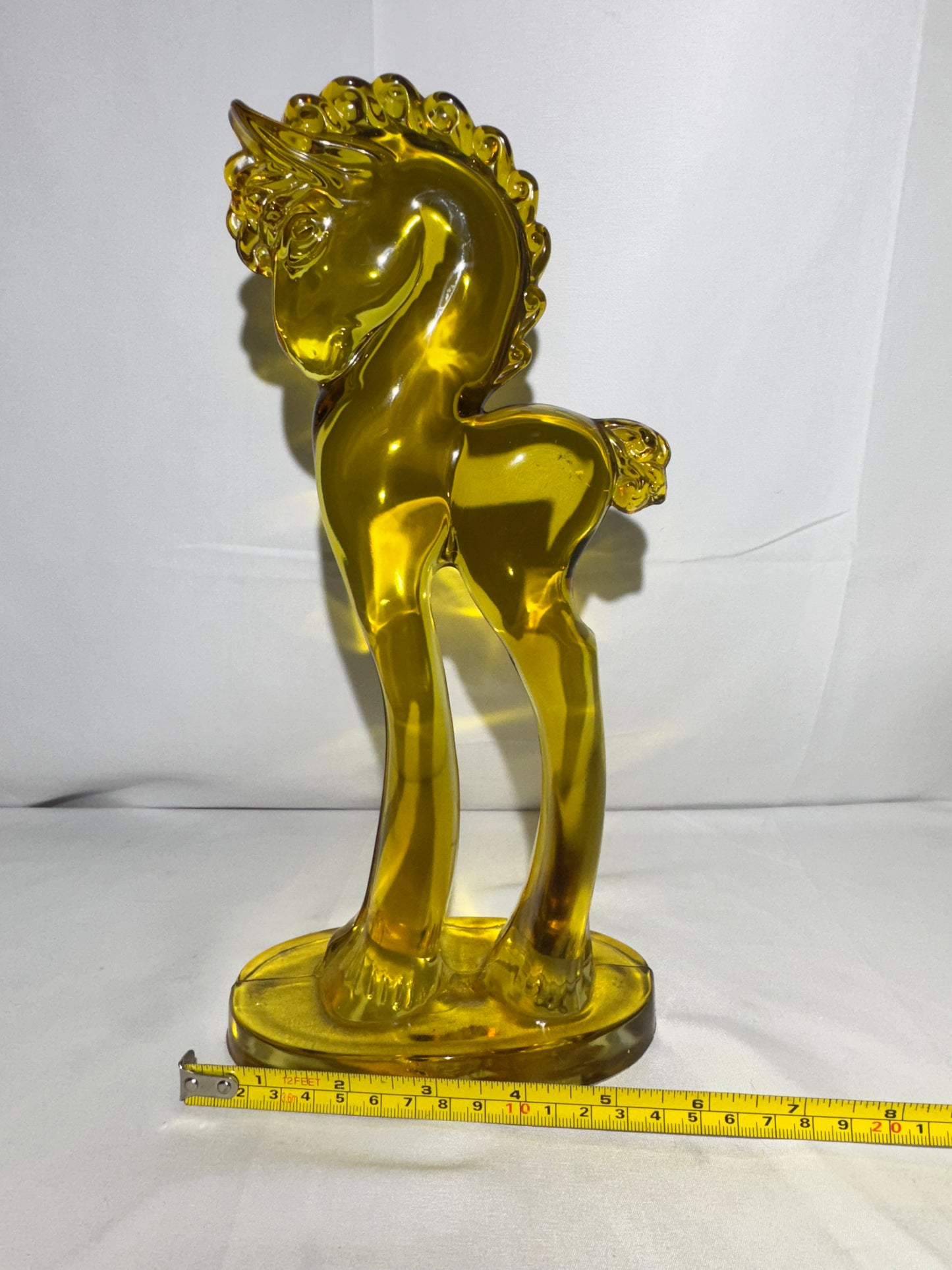 Vintage - Glass 11.5” Trojan Horse  - Amber