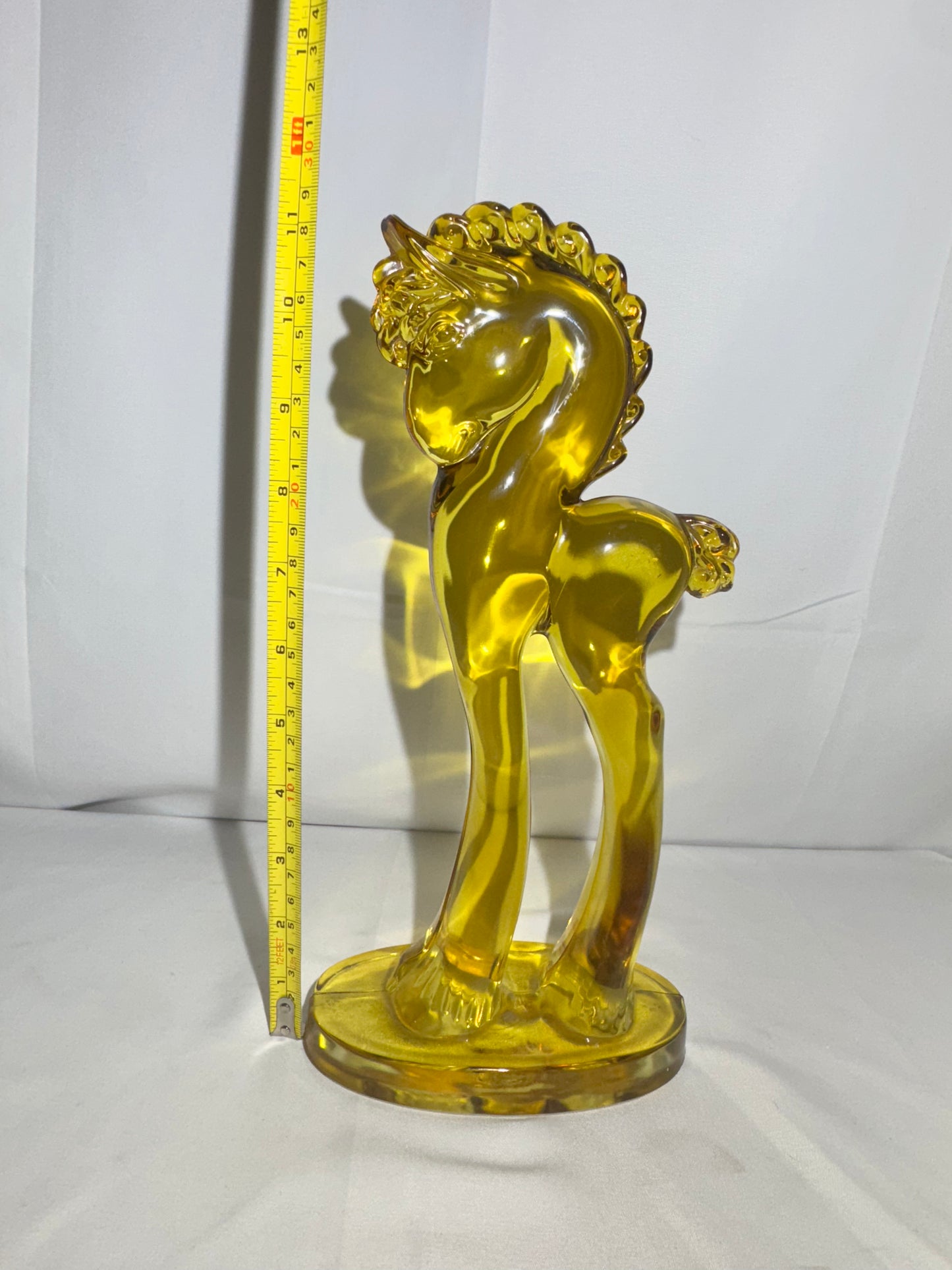 Vintage - Glass 11.5” Trojan Horse  - Amber