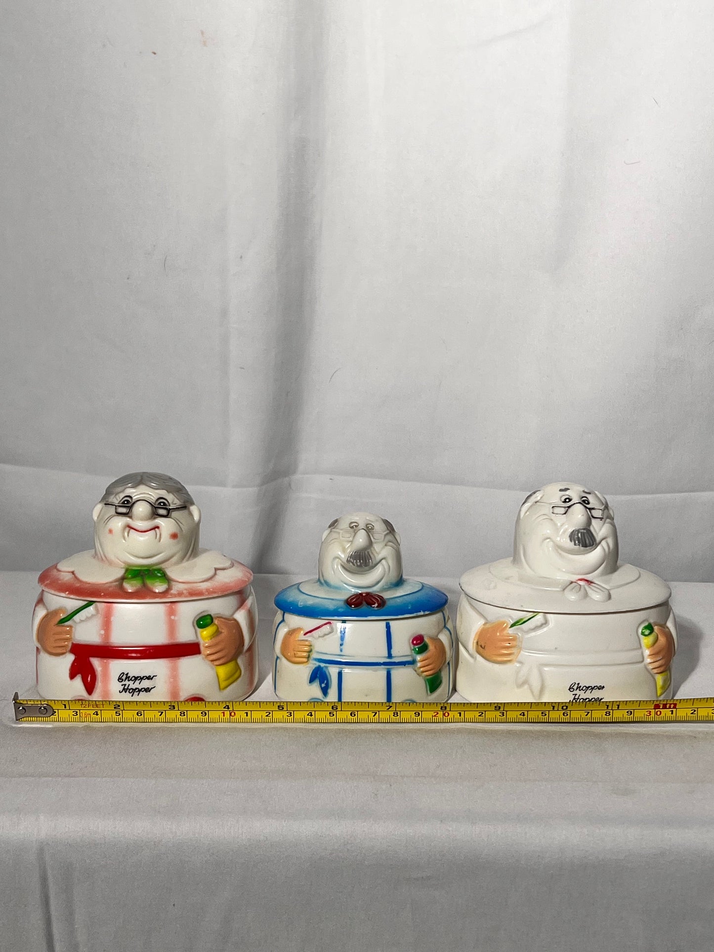 Vintage 1970s-set of 3 chopper hopper - plastic denture holders