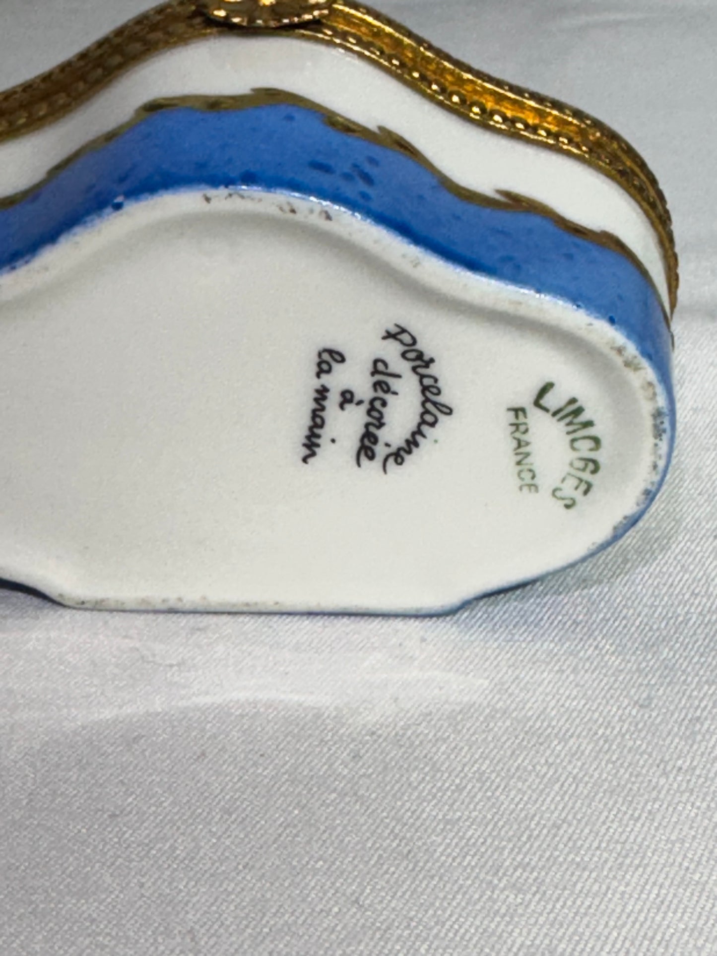 Set of 2 Limoges France Hand-Painted Porcelain Trinket Boxes – Blue, White & Gold