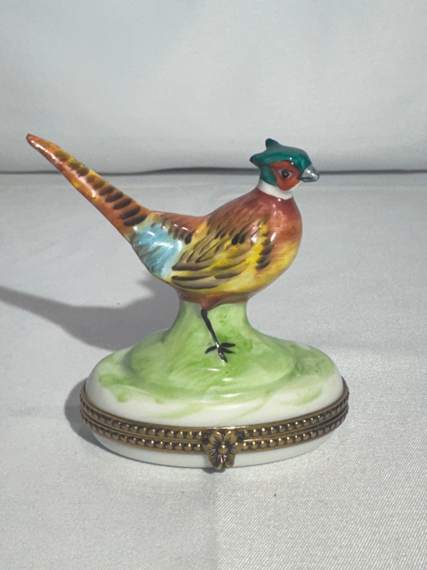 Limoges France Hand-Painted Porcelain Trinket Box – Pheasant Design, Translucent