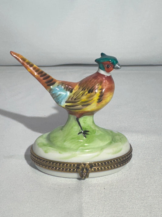 Limoges France Hand-Painted Porcelain Trinket Box – Pheasant Design, Translucent