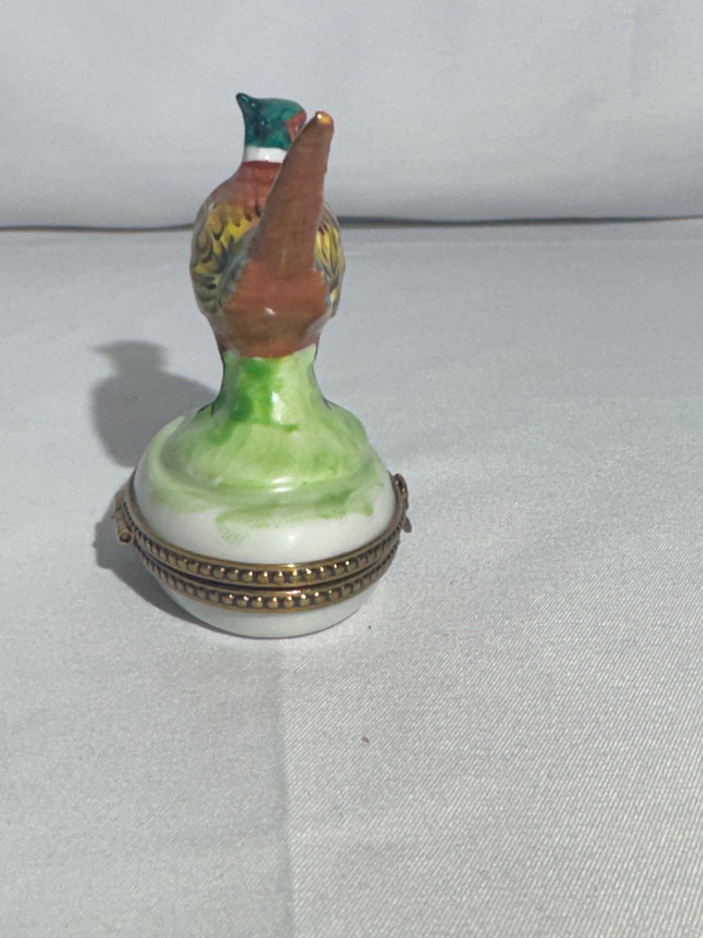 Limoges France Hand-Painted Porcelain Trinket Box – Pheasant Design, Translucent