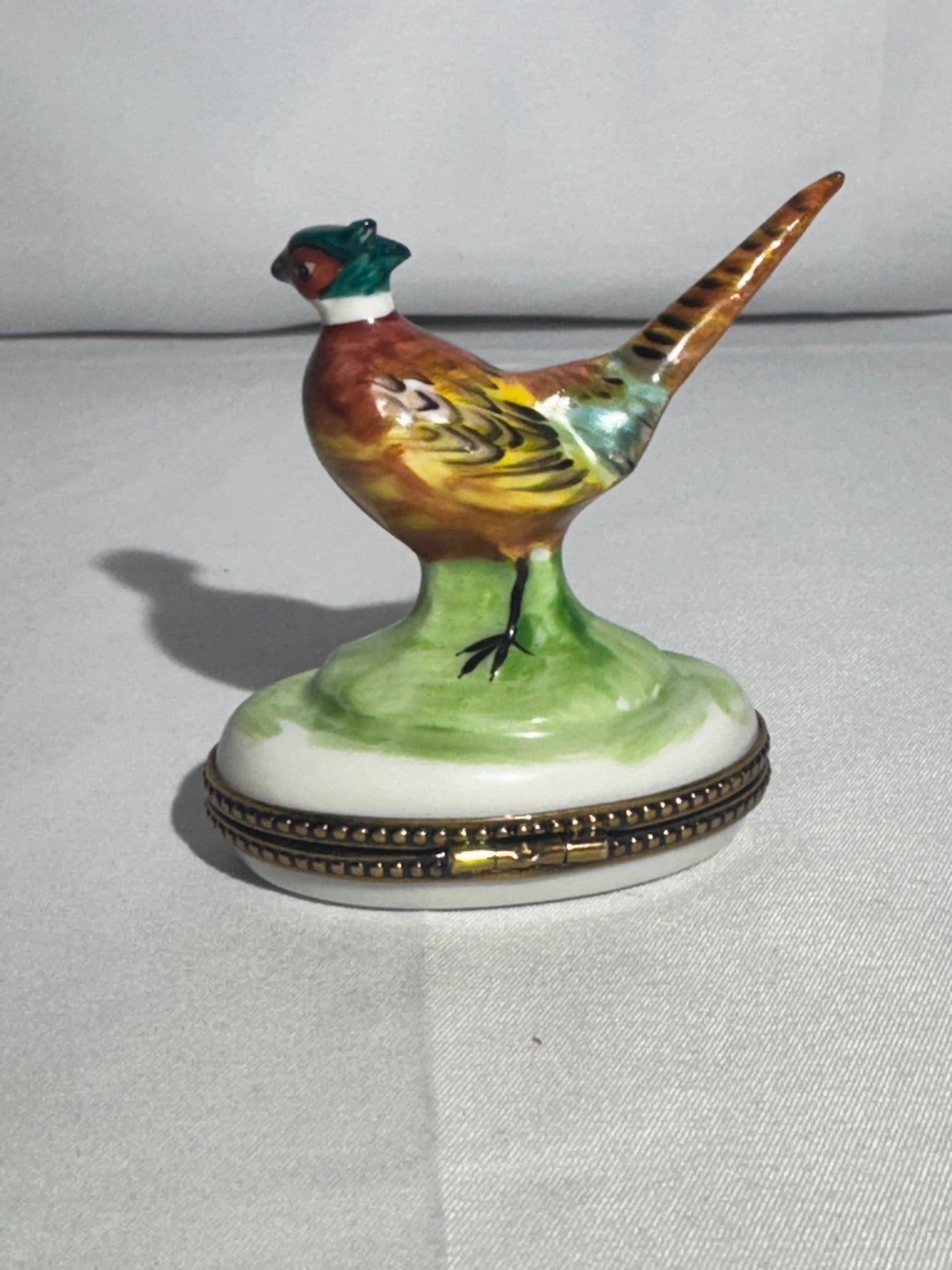 Limoges France Hand-Painted Porcelain Trinket Box – Pheasant Design, Translucent