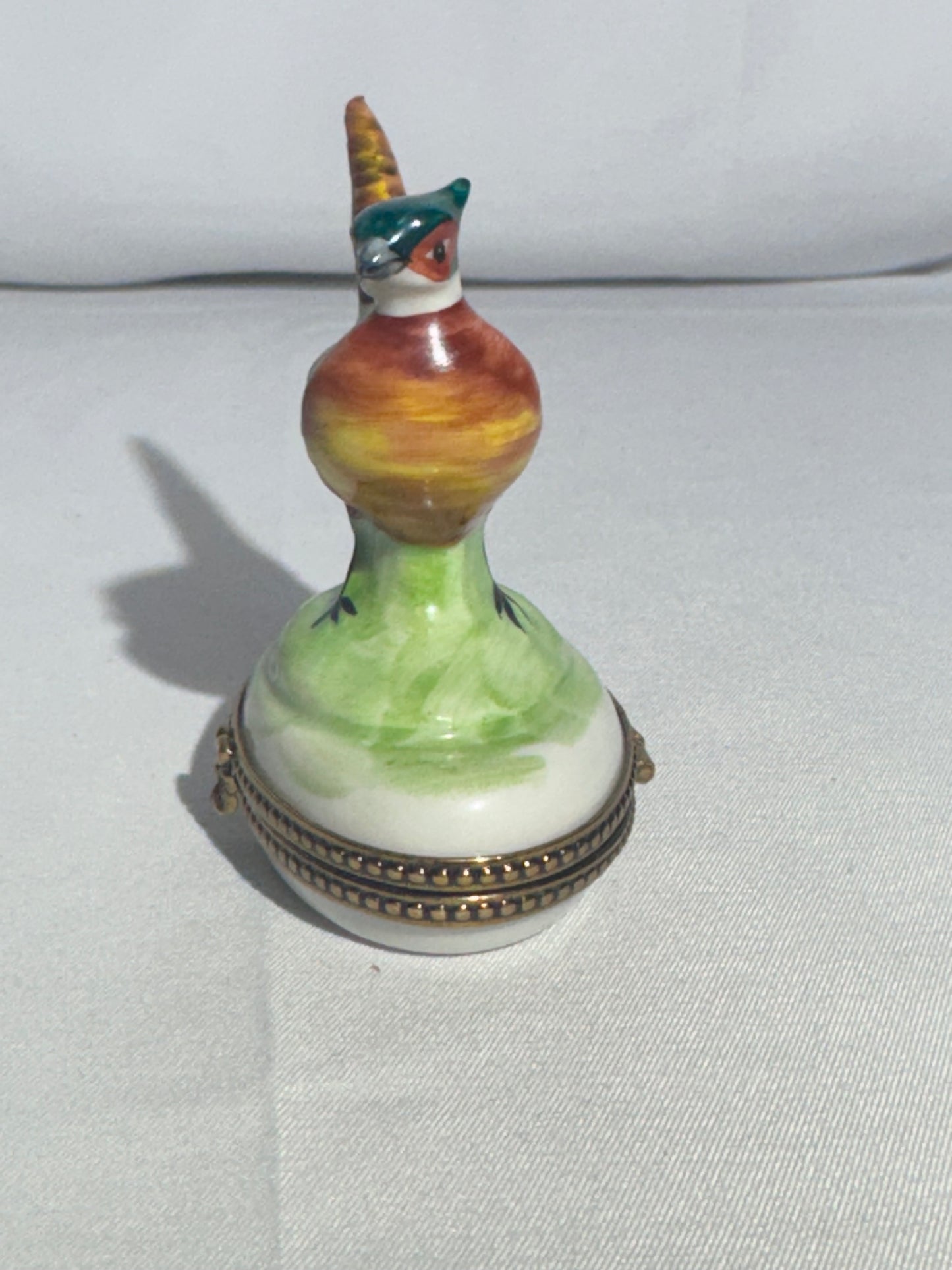 Limoges France Hand-Painted Porcelain Trinket Box – Pheasant Design, Translucent