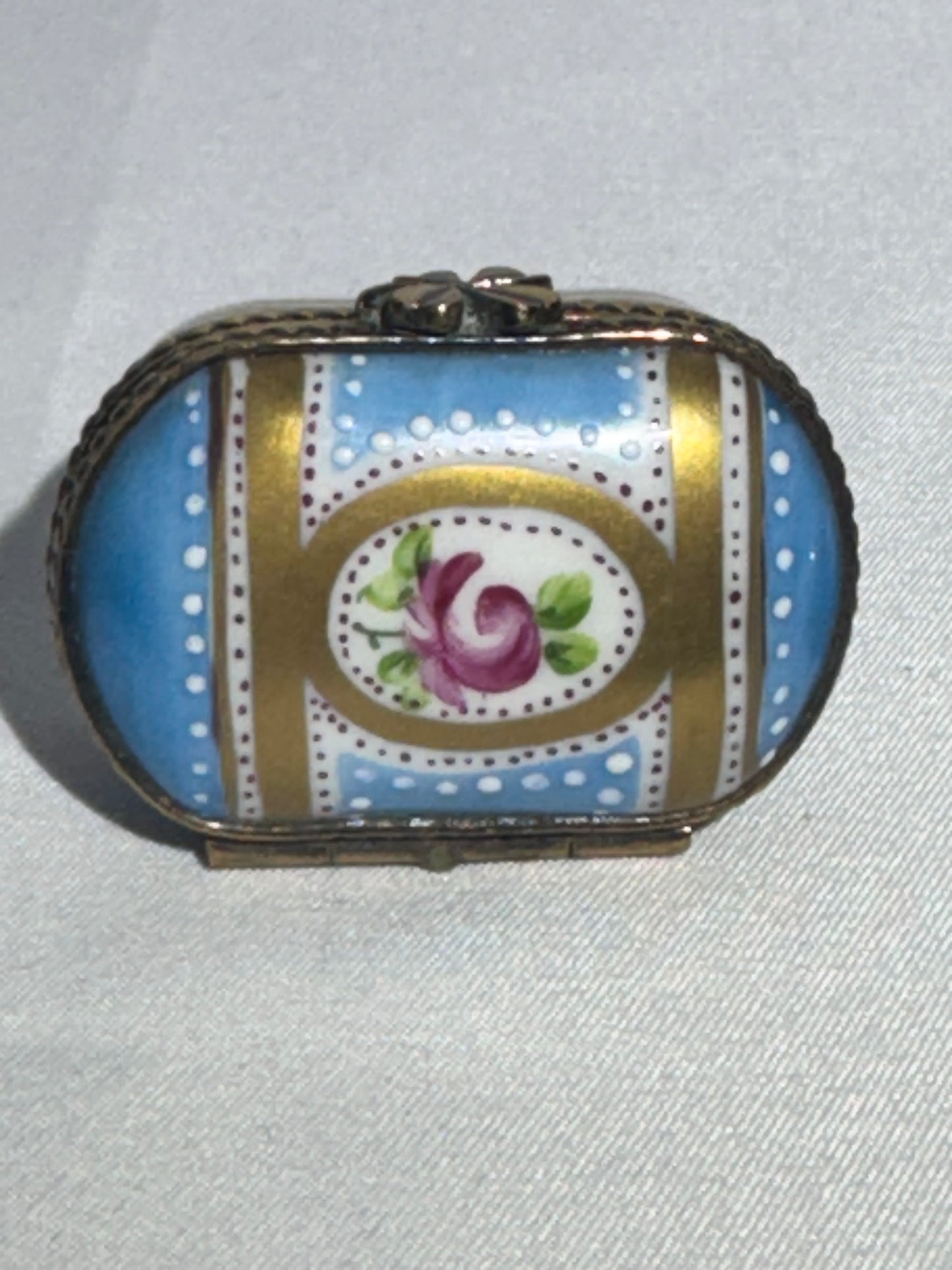 Set of 2 Limoges France Style Porcelain Trinket Boxes – Oval & Egg Shaped