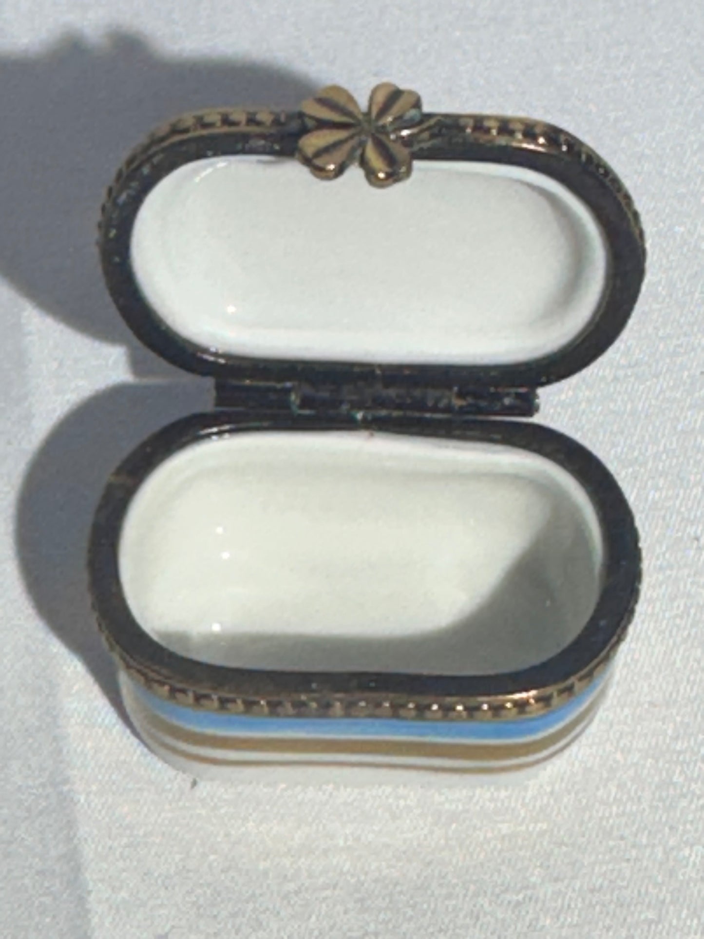 Set of 2 Limoges France Style Porcelain Trinket Boxes – Oval & Egg Shaped