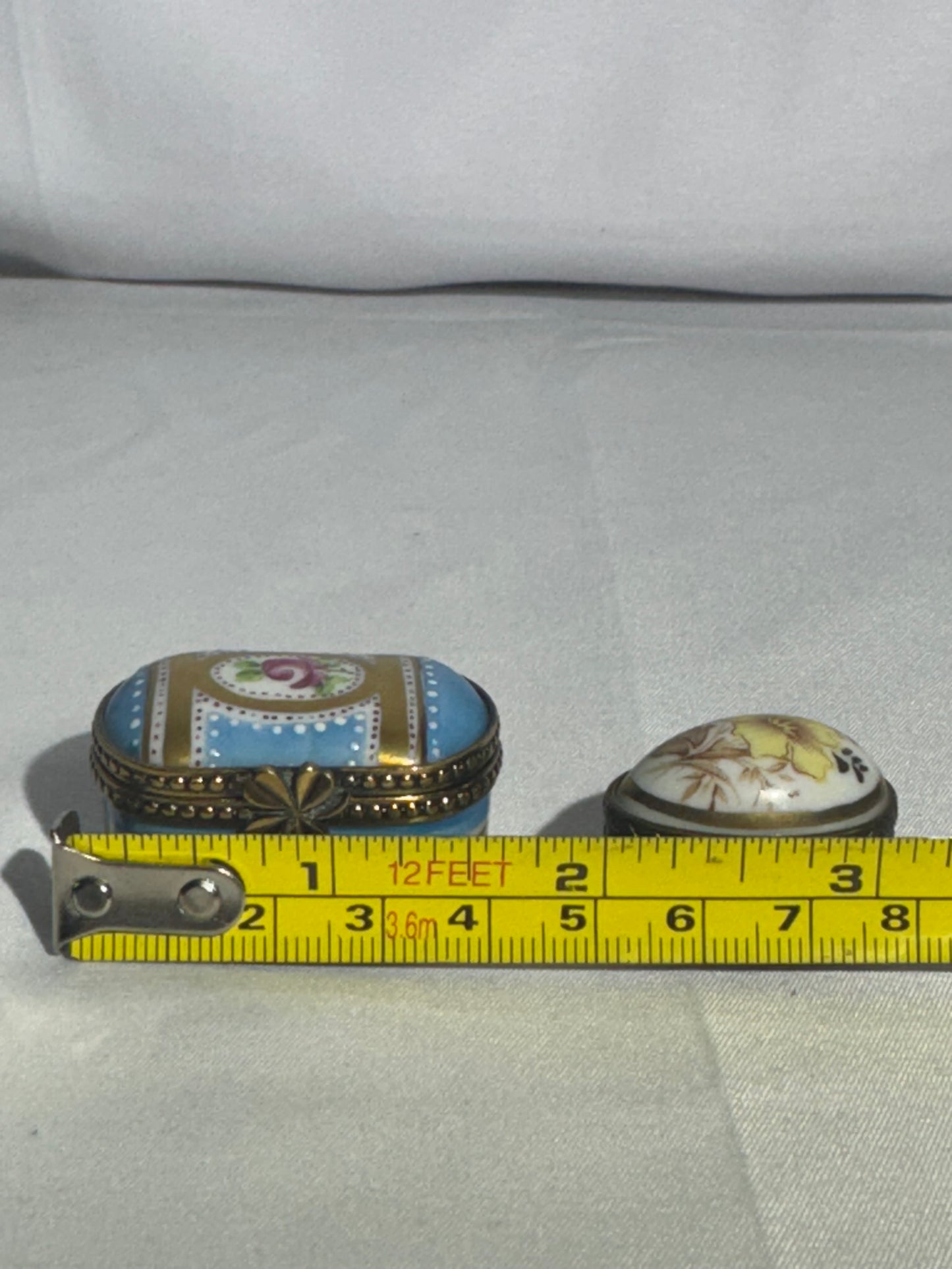 Set of 2 Limoges France Style Porcelain Trinket Boxes – Oval & Egg Shaped