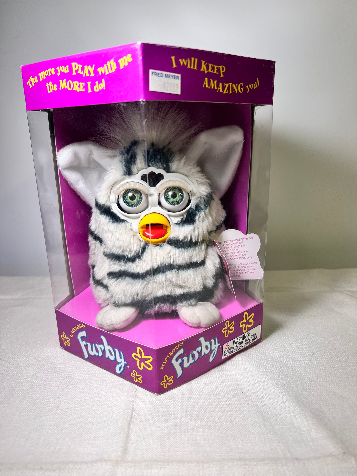 Furby- Tiger Electronics-Zebra with Green Eyes-Model 70-800-1998