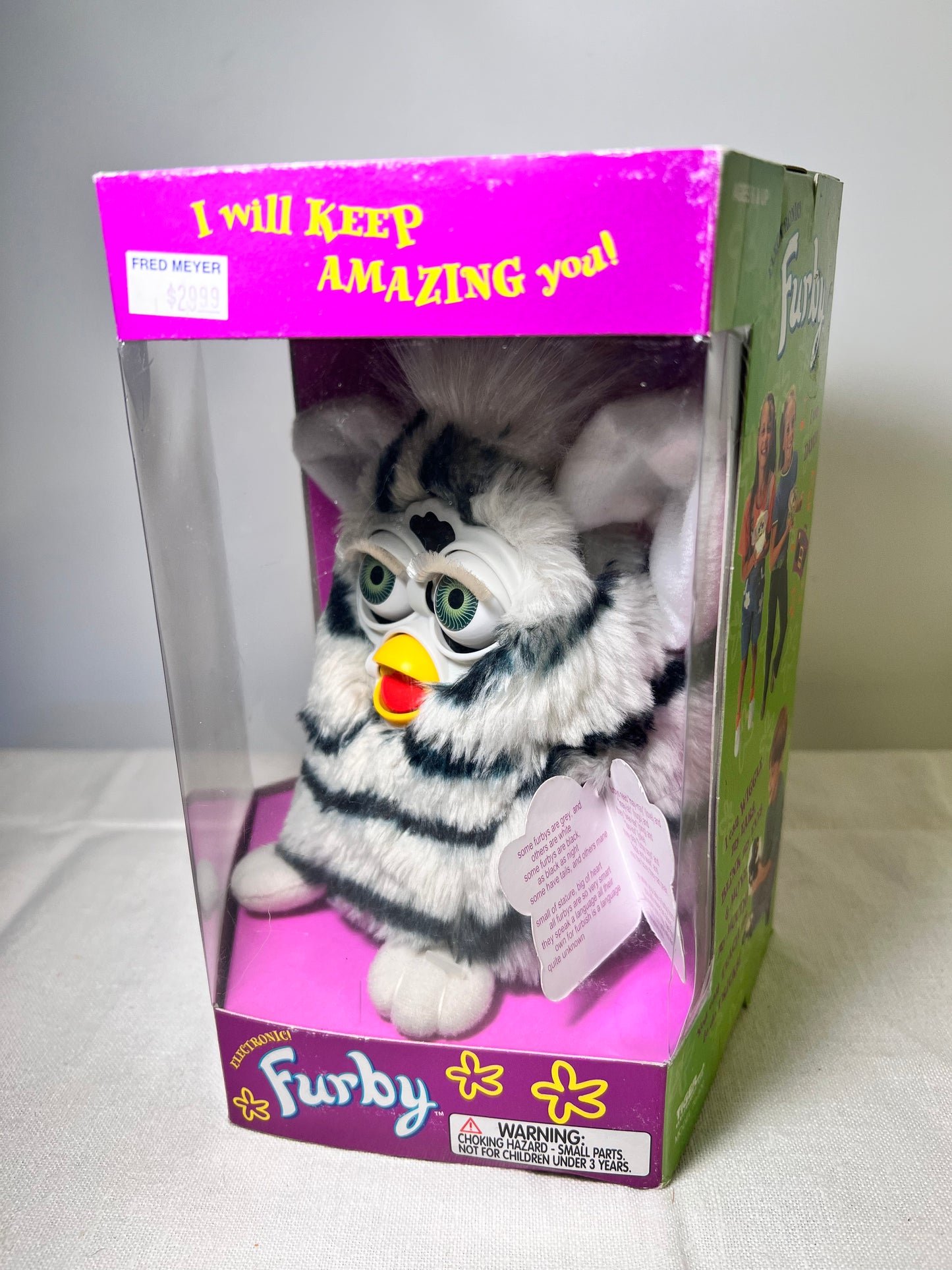 Furby- Tiger Electronics-Zebra with Green Eyes-Model 70-800-1998