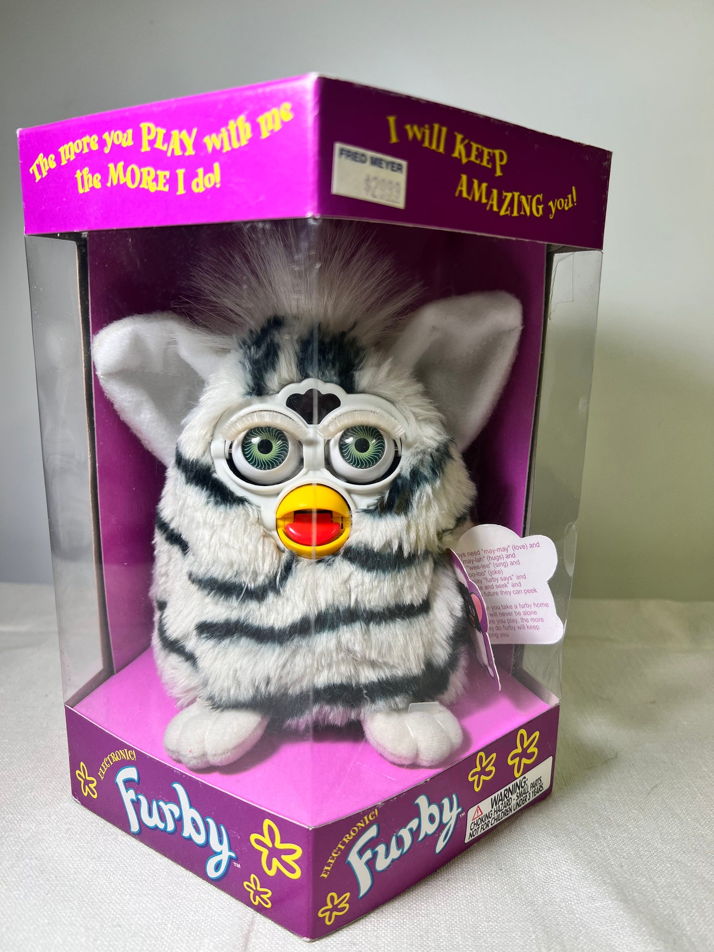 Furby- Tiger Electronics-Zebra with Green Eyes-Model 70-800-1998