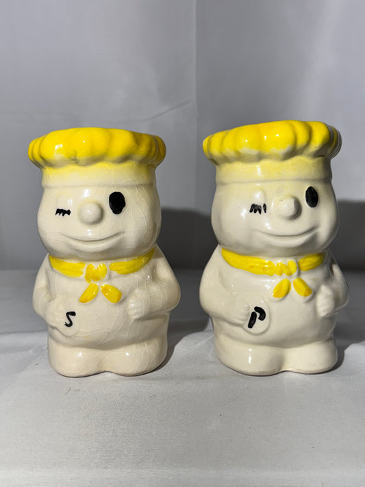 Vintage Pillsbury Doughboy Salt & Pepper Shakers Ceramic USA Winking Collectible